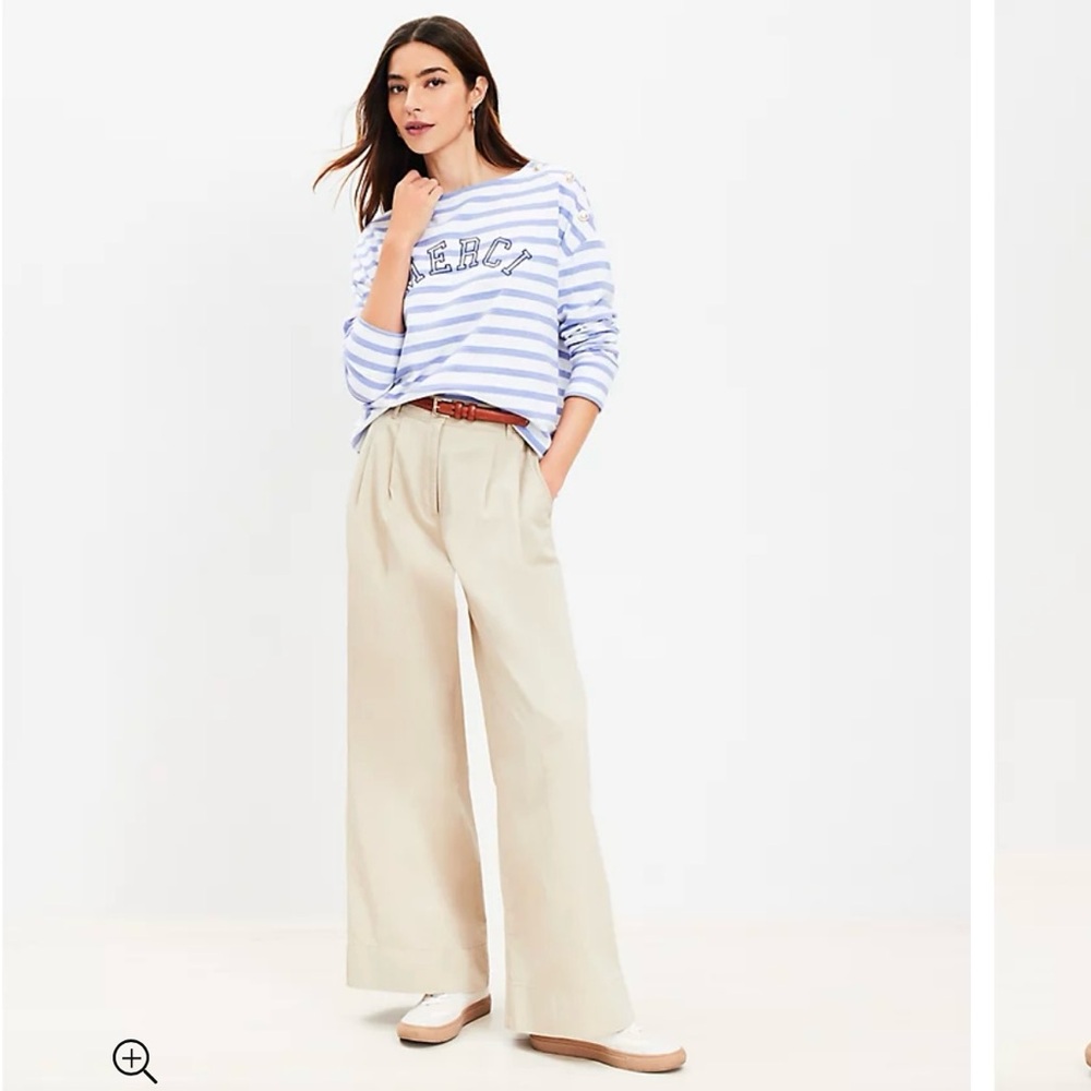 Loft Poplin Wide Leg Pants
